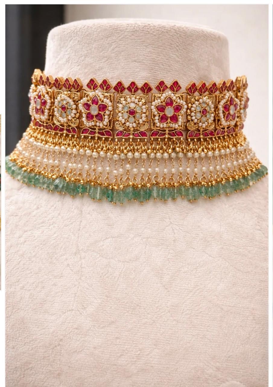 PACHI KUNDAN JADAU CHOKER NECKLACE SET