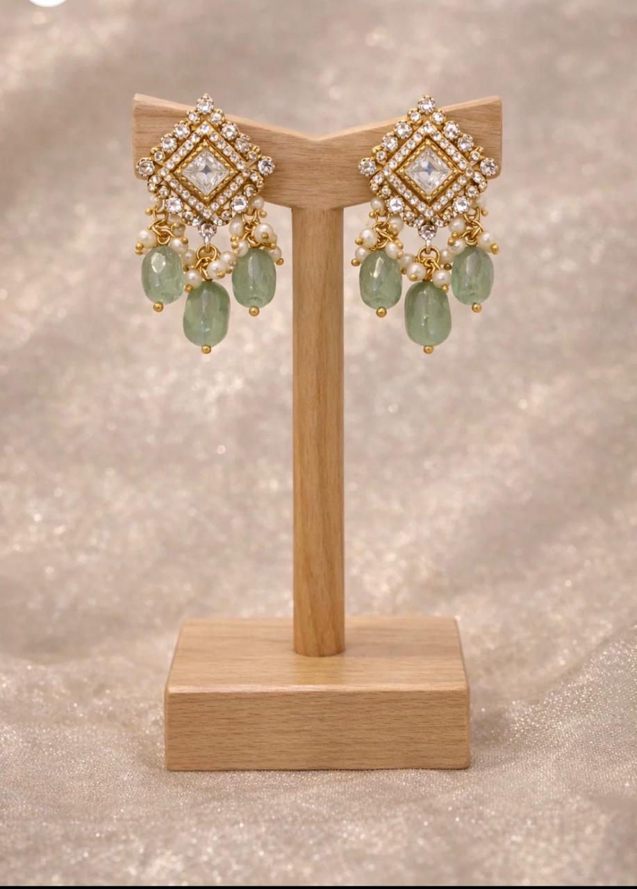 Royal Ruby & Polki Choker Set with MintBead Drops
