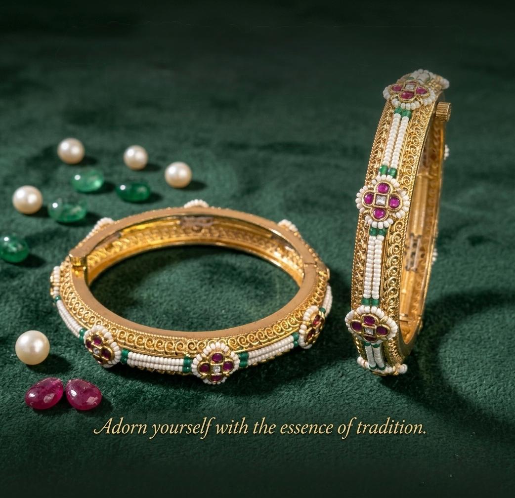 Antique Pearl Kundan Bangles