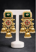 Fusion Gold Plated Jhumka Earings With Pearl Details