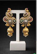 Gold Peacock Kundan Jhumka Ear Cuffs