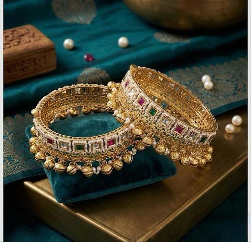 Heritage Ghunghroo Bangle With Pearl