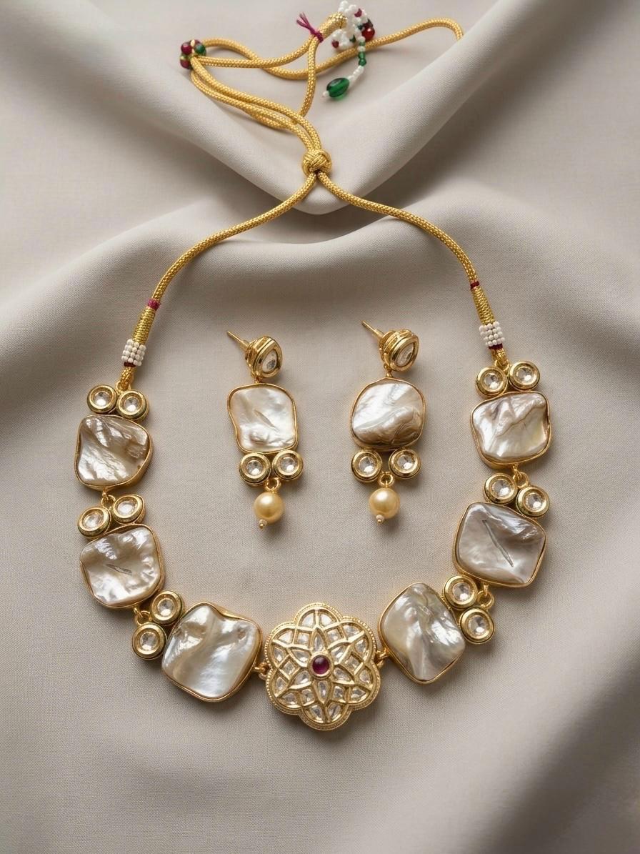 Kundan with Mother of Pearl Choker Set
