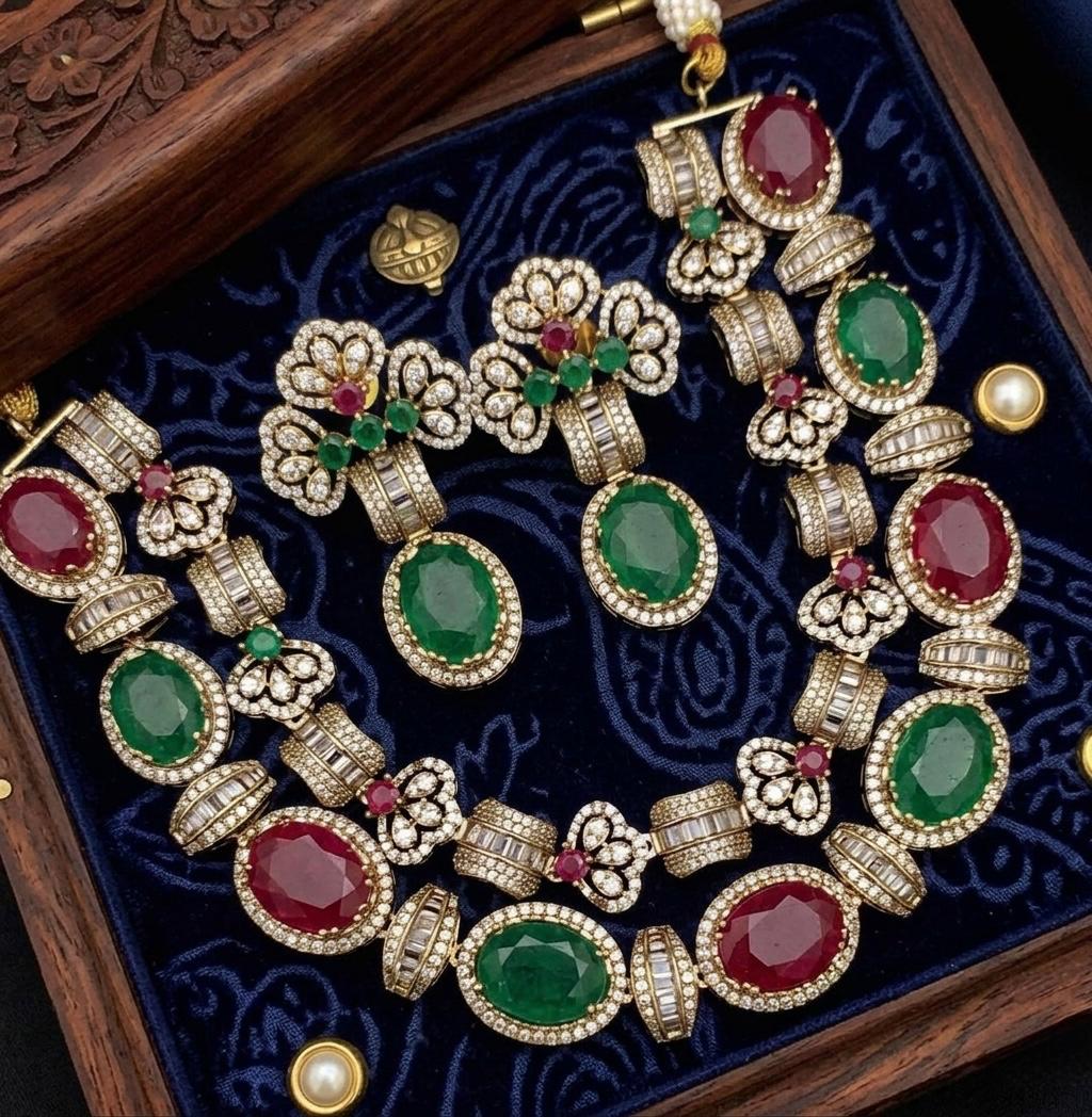 Multi Colour Stone Sabyasachi Necklace set