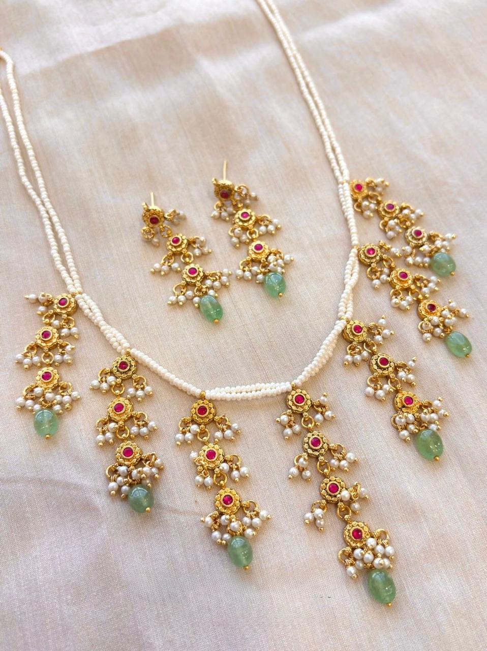 Pachi Kundan Necklace with Pearl Drops