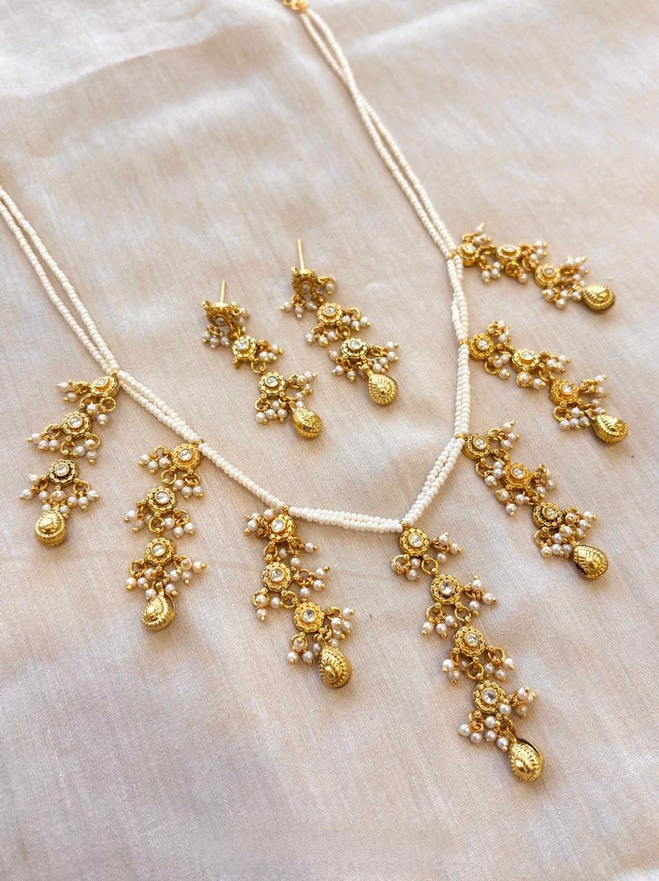 Pachi Kundan Necklace with Pearl Drops
