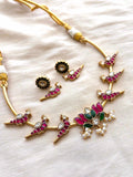 Pachi kundan delicate necklace with lotus motif