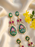 Pearl Kundan Meena Earings